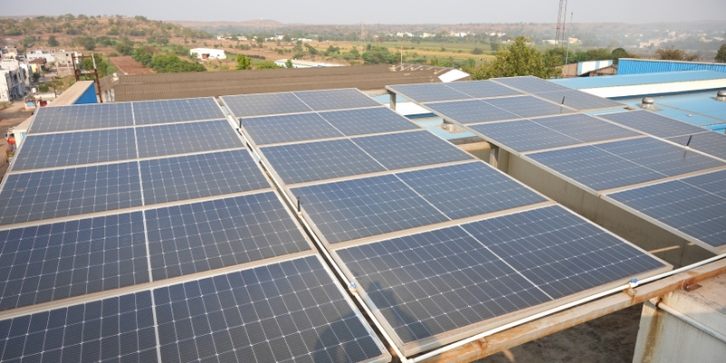 Solar panels on roof for solar power generation and environmental sustainability